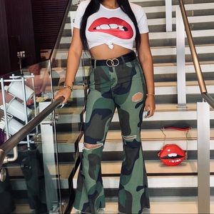 Cadet Flares! Army fatigue flare pants.